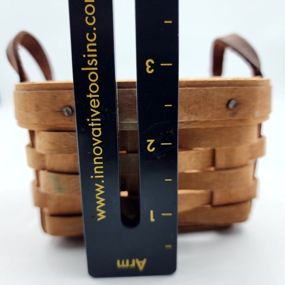 Vintage Longaberger Handwoven Picnic Basket Small Mini Organizer Brown 4.50 in - Picture 6 of 11